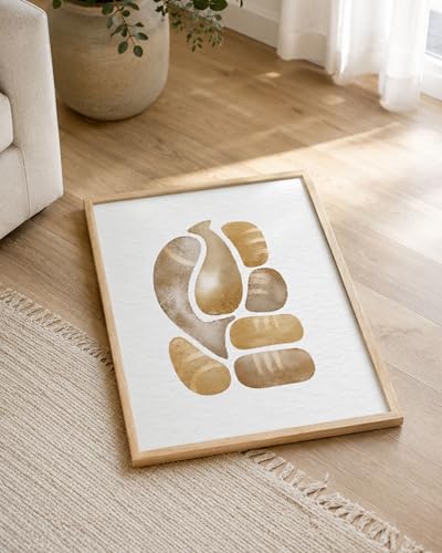iHery 12x16in OAK Wood 5 Loaves and 2 Fish Framed Wall Art - color: Beige Framed Loaves, size: 16"L x 12"W