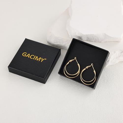 Gacimy Criss Cross Hoop Earrings for Women, 14K Gold Plated Hoops - color: Gold, size: 25mm