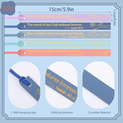 12Pcs Bible Bookmark, Christian Bookmarks for Women,Pastel Colors - color: Pastel