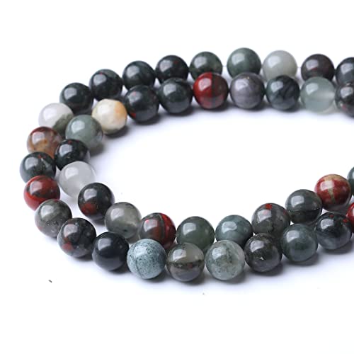 60PCS 6MM Natural African Bloodstone Stone Beads Energy Healing Beads for DIY Jewelry Bracelet Necklace Making for Jewelry Making15Inch - color: African Bloodstone, size: 6MM