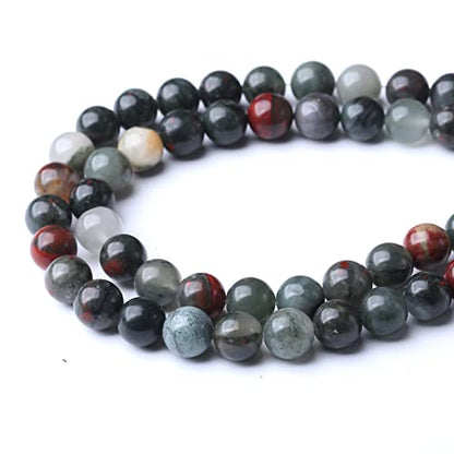 90PCS 4MM African Bloodstone Beads Natural Gemstone Round Stone Beads for Jewelry Making DIY Energy Stone Healing Power Bracelet 15" - color: African Bloodstone, size: 4MM