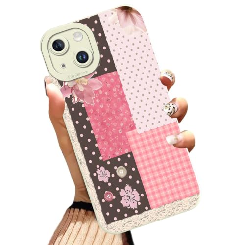 Polka Dot Checkered Collage Phone Case for iPhone 14 Case Floral Plaid Pattern Shockproof Soft Protective for Women Men Phone Cover Funda for iPhone 14 6.1 Inch White - color: White, size: for iPhone 14