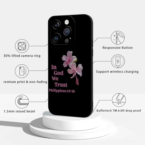 2 Pack Bible Verse Phone Case for iPhone 14 Pro 6.1", Jesus Famous Quotes Lily Pattern Aesthetic Design Cases Silicone TPU Slim Shockproof Protective Bumper Phone Cover for Women Children - color: Pink lily, size: for iPhone 14 Pro