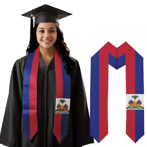 Graduation Satin Sash Scarf 72" Stole - color: Haiti Flag