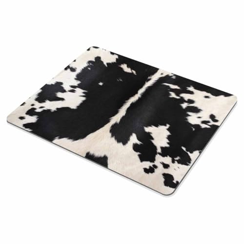 SSOIU Cowhide Print Mouse Pad, Black & White Cow Spots Pattern Printed Mousepad Customized Rectangle Non-Slip Rubber Mouse pad Gaming Mouse Pads 9.5 X 7.9 Inch (240mmX200mmX3mm) - color: SS16