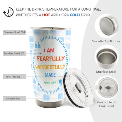 Blue Christian Bible Verse Kids 20oz Travel Coffee Mug Tumbler - color: iam