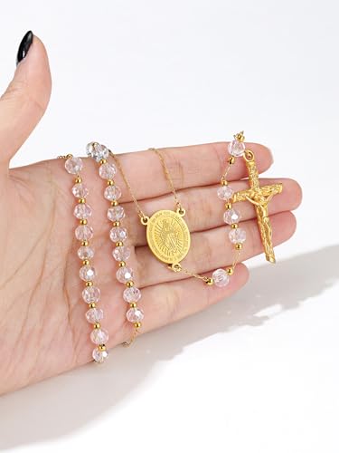 Supcare Rosary for Men Women Catholic Necklace Rosary Beads Customized - color: F01-Virgin Mary White