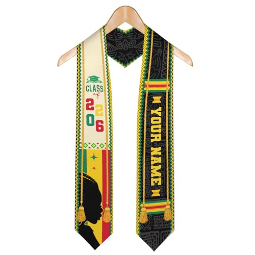 MDPrints Global Kente Graduation Sash 2026, Black Girl Magic Graduation Sash 2026, Class of 2026 Graduation Gift - color: Kente Dk04