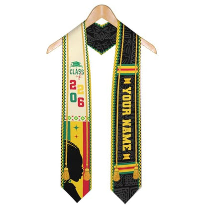 MDPrints Global Kente Graduation Sash 2026, Black Girl Magic Graduation Sash 2026, Class of 2026 Graduation Gift - color: Kente Dk04