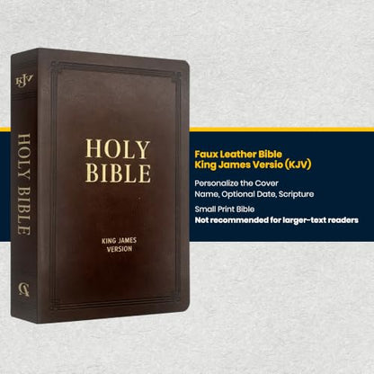Personalized KJV Small Print Bible for Adult, Name Engraved, Standard Size - color: Dark Brown