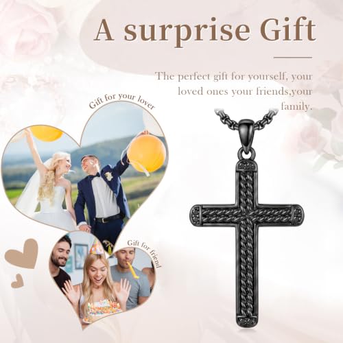 14K Gold Plated Cross Pendant Necklace Christian Jewelry Religious Gift - color: A02-Cross Black