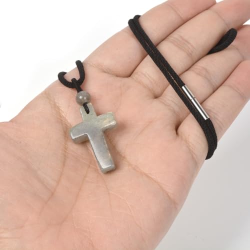 Justinstones Natural Gemstone Carved Cross Reiki Chakra Pendant Necklace 22 Inch - color: 30mm Labradorite