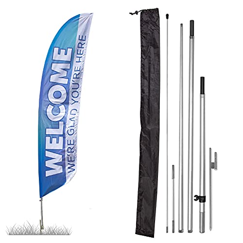 Vispronet Premium Welcome to Church Feather Flag Kit – 13ft Worship Flags with Sectional Aviation- Grade Fiberglass Poles, Ground Spike, Pole Sleeve Bag for Religious Gatherings – Printed in the USA… - size: 13ft - Premium/Ground Spike