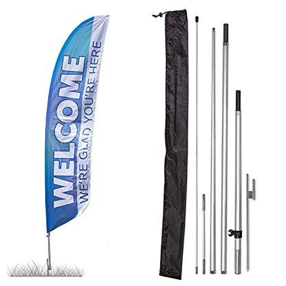 Vispronet Premium Welcome to Church Feather Flag Kit – 13ft Worship Flags with Sectional Aviation- Grade Fiberglass Poles, Ground Spike, Pole Sleeve Bag for Religious Gatherings – Printed in the USA… - size: 13ft - Premium/Ground Spike