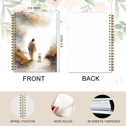 Jesus Leaves The 99 Sheep Christian Bible Religious Inspirational Spiral Notebook Journal,Christian Jesus Church Prayer Notebook Gift for Women Girls, 5.5 x 8.3 Inches - color: 03Child