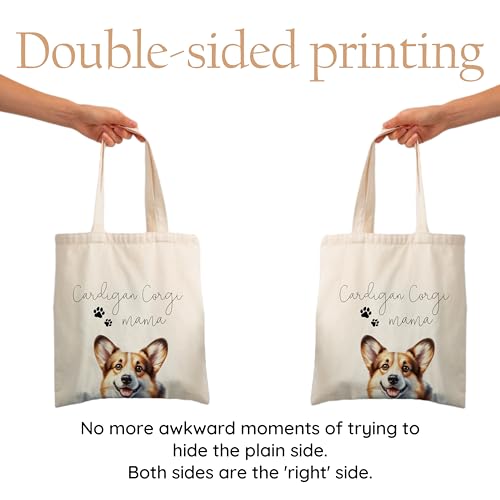 Dog Mom Canvas Tote Bag for Women, Reusable Cotton Shoulder Bag, Dog Lover Gift, Mother’s Day Pet Mom Shopping Tote - color: Cardigan
