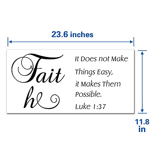 Luke 1:37 Christian Wall Decals, Faith It Does Not Make Things Easy it Makes Them Possible Bible Verse Wall Stickers, Scripture Quotes Religious Phrase Vinyl Wall Art for Home Church