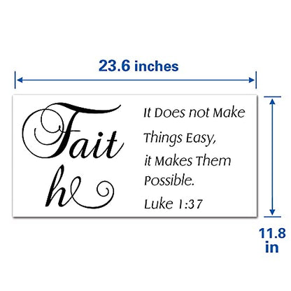 Luke 1:37 Christian Wall Decals, Faith It Does Not Make Things Easy it Makes Them Possible Bible Verse Wall Stickers, Scripture Quotes Religious Phrase Vinyl Wall Art for Home Church