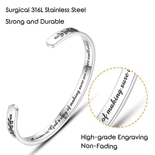 TONY & SANDY Cuff Bracelets for Women Teen Girls Best Friend Sister Mom Daughter Granddaughter Easter Birthday Mother's Day Christmas Stocking Stuffers for Teen Girls Women Jewelry - style: 1 - Sister Gifts - A sister is god's way of making sure we never