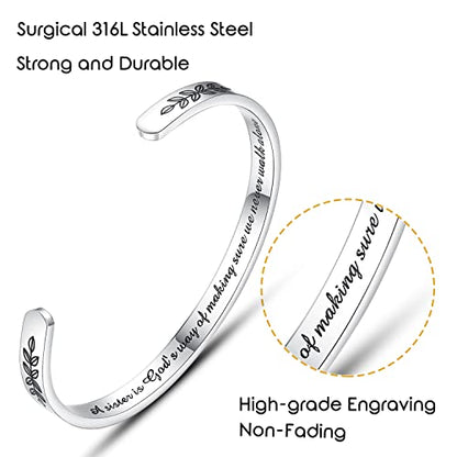 TONY & SANDY Cuff Bracelets for Women Teen Girls Best Friend Sister Mom Daughter Granddaughter Easter Birthday Mother's Day Christmas Stocking Stuffers for Teen Girls Women Jewelry - style: 1 - Sister Gifts - A sister is god's way of making sure we never