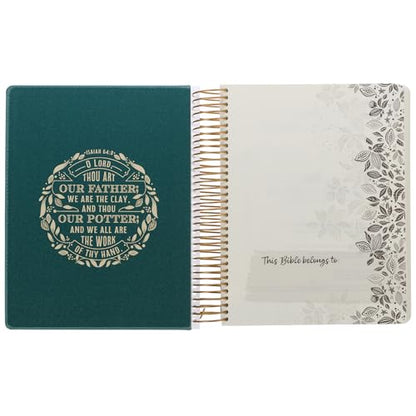 KJV Holy Bible, My Creative Bible - Illustrators Edition, King James Version, Journaling Space, Spiral Bound Hardcover Debossed Vegan Leather, Teal Blue