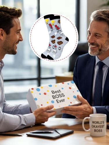 3 Pairs Pastor/ MA/ Boss Socks with Sayings, Gift with Box for Men Women - style: Boss