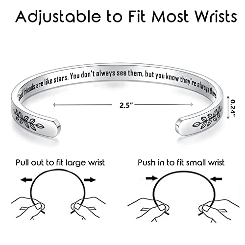 TONY & SANDY Cuff Bracelets for Women Teen Girls Best Friend Sister Mom Daughter Granddaughter Easter Birthday Mother's Day Christmas Stocking Stuffers for Teen Girls Women Jewelry - style: 0 - Friend Gifts - Good friends are like stars...you know they're