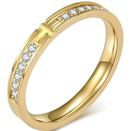 Jude Jewelers 3mm Stainless Steel Christian Cross Eternity Style Stacking Wedding Band Ring - color: Gold