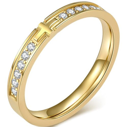 Jude Jewelers 3mm Stainless Steel Christian Cross Eternity Style Stacking Wedding Band Ring - color: Gold