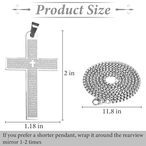 Cross Pendant for Car Rear View Mirror, Car Rearview Hanging Cross (Silver) - color: silver
