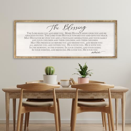 RLWangChao The Blessing Wall Art 32x12 Inch Wood - color: The Lord Bless You And Keep You (Wood), size: 32"L x 12"W