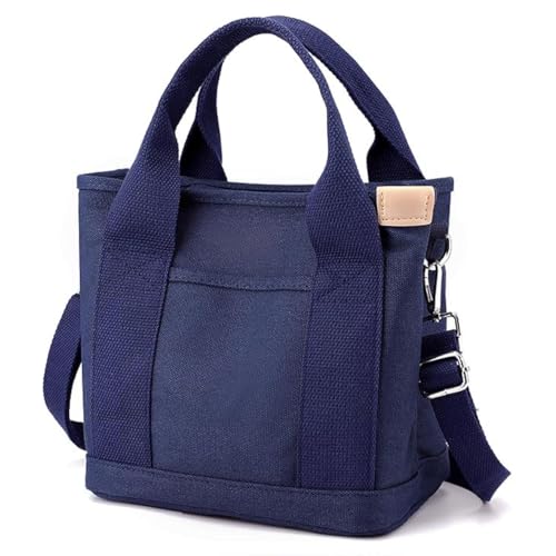 Canvas Tote Bag for Women,Small Totes Bags with Zipper Crossbody Purse with Pockets Large Shoulder Handbag,2 Sizes - color: Blue, size: Small
