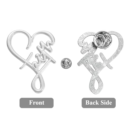 2Pcs Faith Cross Brooch Pin Set,Religious Christian Pins with Heart