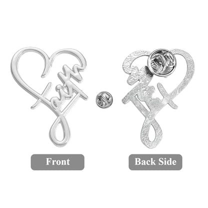 2Pcs Faith Cross Brooch Pin Set,Religious Christian Pins with Heart