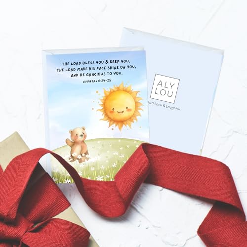 Baptism Card Religious Christian Bible Quote, Christening, First Communion, Confirmation, or Wedding Card | Prayer & Inspirational Card, Blank Inside, Thoughtful Gift by Aly Lou (The Lord Bless You & Keep You ... Numbers 6:24-25) - color: The Lord Bless Y