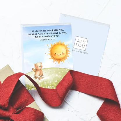 Baptism Card Religious Christian Bible Quote, Christening, First Communion, Confirmation, or Wedding Card | Prayer & Inspirational Card, Blank Inside, Thoughtful Gift by Aly Lou (The Lord Bless You & Keep You ... Numbers 6:24-25) - color: The Lord Bless Y
