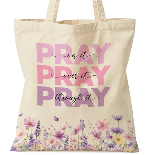 Christian Bible Tote Bag for Women Shopping Work Church with Inner Pocket - color: Beige 08