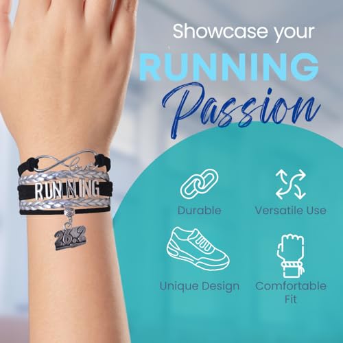 Infinity Collection Running Gifts- Runner Bracelet, Jewelry, Adjustable Charm Bracelet- Perfect Cross Country, Track, Marathon Gifts … - color: 26.2