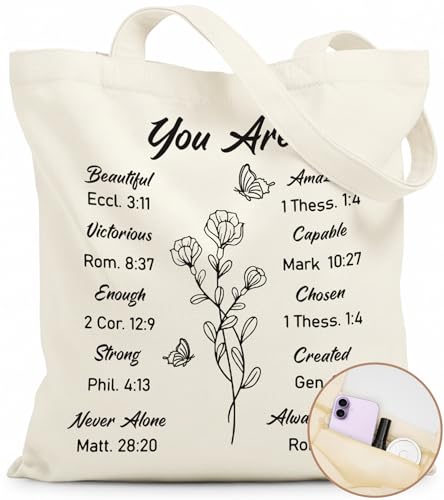 Canvas Tote Bag for Women with Zipper Cute - color: Bible