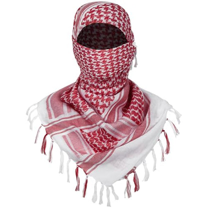 Aonal Military Shemagh Tactical Desert Scarf, Keffiyeh Scarf for Men - color: Mix Red & White