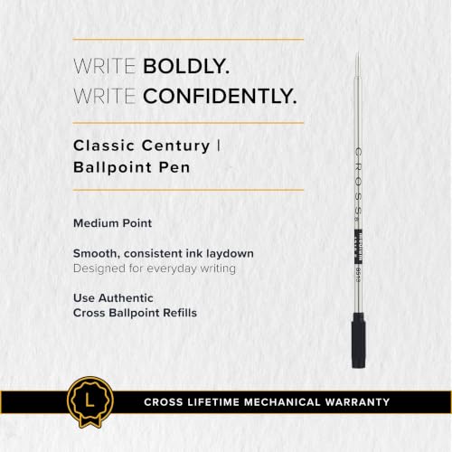 Cross Classic Century Ballpoint Pen, Black & Gold, Medium Point, Black Ink - color: Black & Gold
