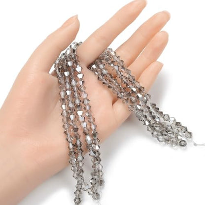 250pcs Czech 6mm (0.24 Inch) Faceted Bicone Crystal Glass Beads Spacer Bulk Silver Champagne - color: Silver Champagne, size: 6mm - 250pcs