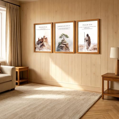 HCJWCXD 3Pcs Framed Christian Wall Art Bible Verse Canvas Prints 16x24Inch - color: Bible Verses Wood Framed, size: 16x24 Inches