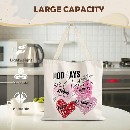 God Says You are Christian Canvas Tote Bags for Women, Inspirational Christian Gifts for Women - color: God Says You Are