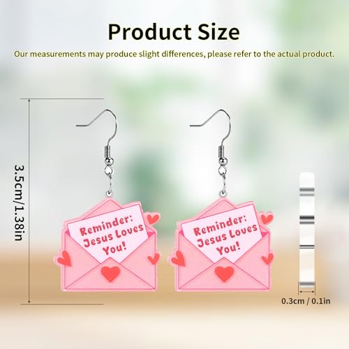 Christian Statement Earrings for Women, Acrylic Dangle Earrings, Lightweight Comfortable, Non Tarnish Hooks, Faith Jewelry, Religious Gift for Women - color: Reminder Jesus Loves You