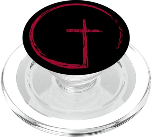 Christian Red Cross Jesus Christ On Black Background PopSockets PopGrip: Swappable Grip for Phones & Tablets PopSockets MagSafe PopGrip for iPhone - style: MagSafe