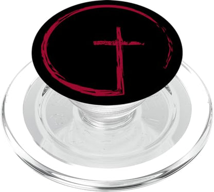 Christian Red Cross Jesus Christ On Black Background PopSockets PopGrip: Swappable Grip for Phones & Tablets PopSockets MagSafe PopGrip for iPhone - style: MagSafe