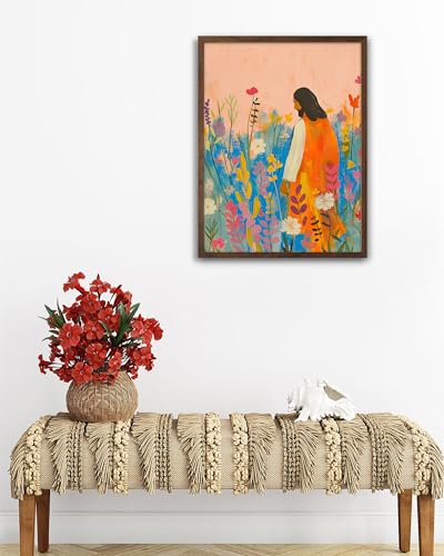 EcoHest 12x16 in Jesus Wildflower Bible Verse Framed Christian Wall Art - color: Walnut Framed Wildflowers, size: 16"L x 12"W