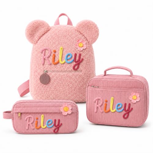 Personalized Toddler Backpack for Girls Boys with Optional Lunch Bag Set - color: Pink Style 2