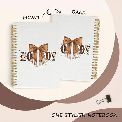 YLZlhb Western Coquette Leather Bow Spiral Notebook Journal, Howdy Western Notebooks for Note Taking, Cowgirl Gifts for Women, Retro Preppy Aesthetic Cowgirl Hardcover Spiral Journal 5.5x8.3 Inches - color: howdy